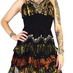 Layered Asmi Yellow Orange Boho Hippie Party Dress